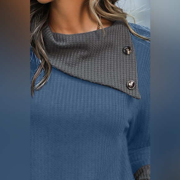 Decorative Button Long Sleeve Blouse - Picture 2 of 4